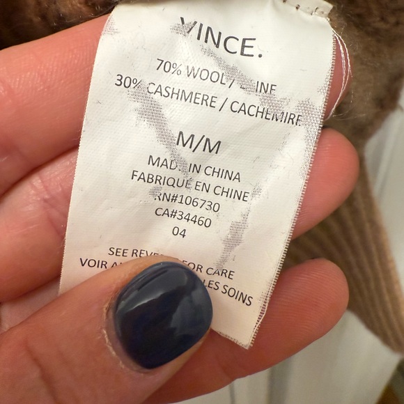 Vince Camel Sleeveless Mock Neck Tunic Sweater Wool Cashmere Size Medium - Picture 5 of 5